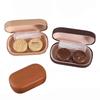 Wood Grain Lens Storage Box Dual Compartment Portable Lens Case  For Business Trip