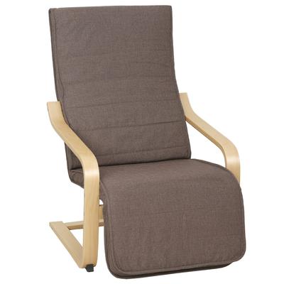 Accent Chair, Recliner with Adjustable Footrest, Birch Wood Frame, Up To 120 Kg, 66.5 X 94 X 100 Cm, Brown