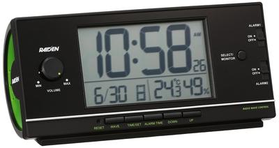 Clock Digital Alarm Loud PYXIS NR534K SEIKO Radio-Controlled Clock, Sound, RAIDEN, Black,