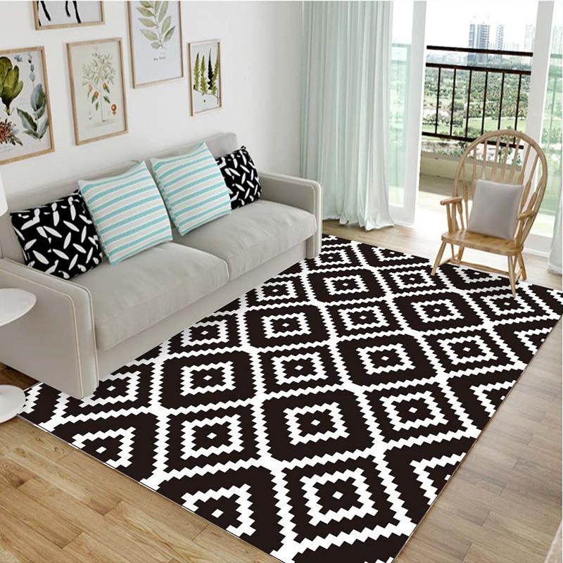 Simple black and white home personalized carpet, living room, bedroom, coffee table, floor mat, household washing mat