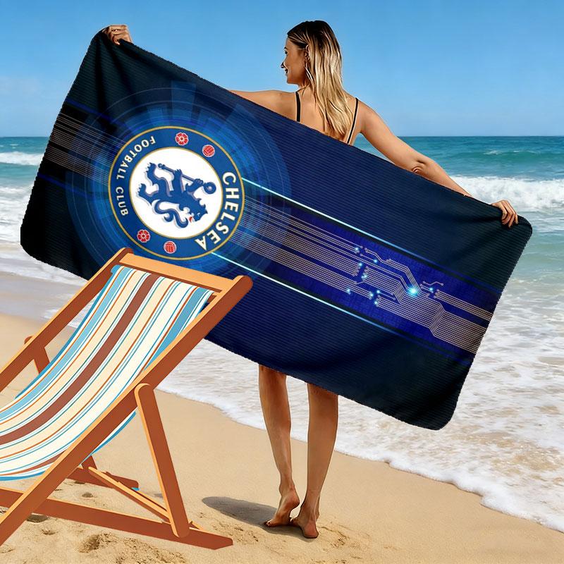 Chelsea F Print Strandtuch, Großes Weiches Schnelltrocknendes Handtuch für Strand Camping Schwimmen