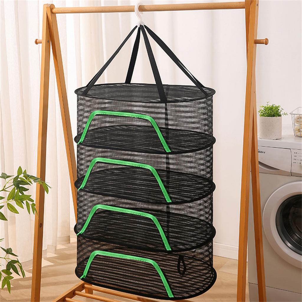Breathable Mesh Hanging Drying Rack Vegetable Dryer with Rotating Hook Plant Hanging Net for Indoor and Outdoor Use