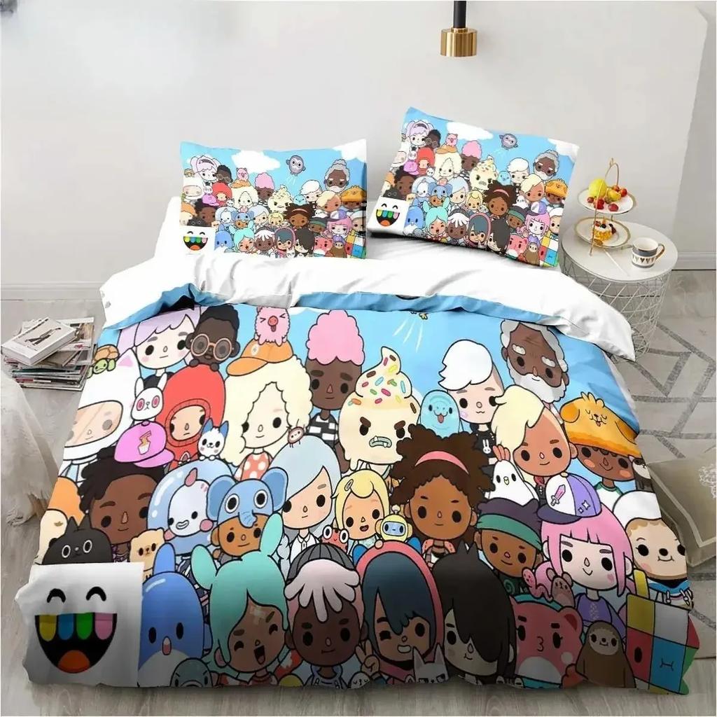 3D Cartoon Game Toca Life World Bedding Set Duvet Cover Bed Set Quilt Cover Pillowcase Comforter king Queen Size Boys Adult