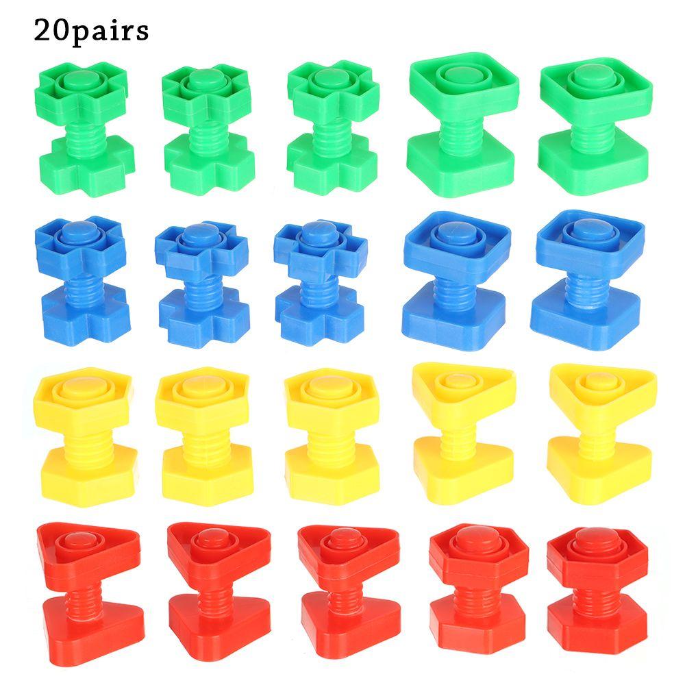 

10/ 20 Set New Interesting Toy 10/20 Set Nut Shape Building Blocks Montessori Screw Bolts Toys 20pairs