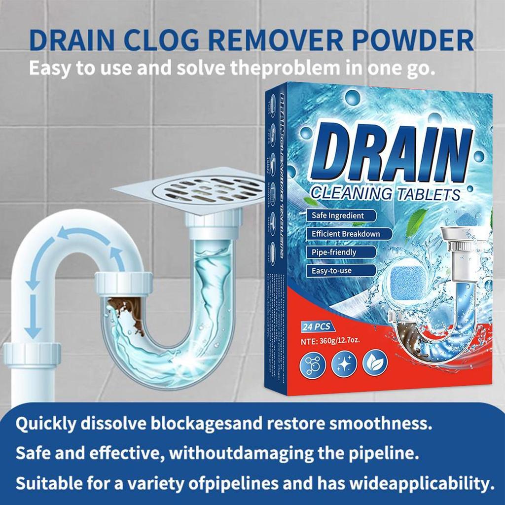 Powerful Cleaning Declogger Drain Clog Remover Sink And Drain Cleaner Pipe Tablets For Bathtub Toilet Bathroom Laundry Basement