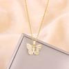 New Gold Plated Sweet Zircon Crystal Butterfly Pendant Necklaces For Women Trendy Ladies Stainless Steel Neck Chain Jewelry