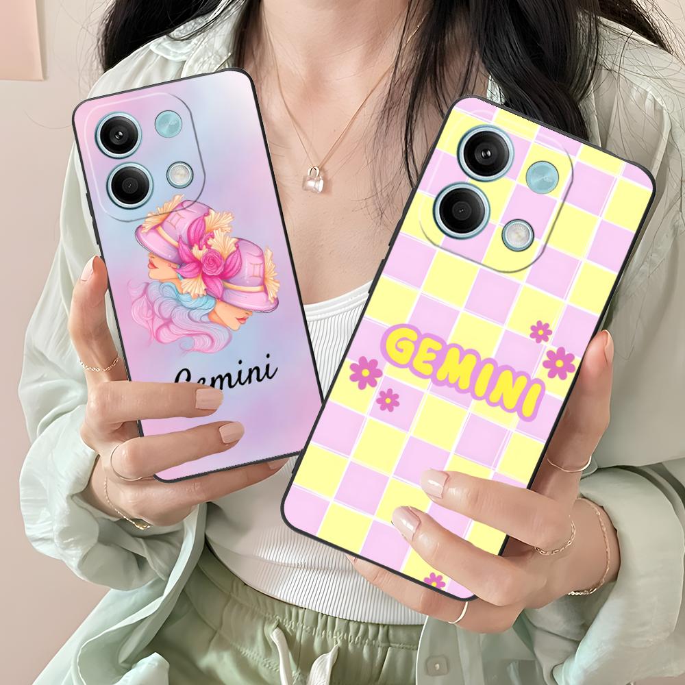 Zodiac Sign Gemini Mobile Phone Case for Xiaomi Redmi Note 14 13 12 11 S Pro Plus 4G 5G Colorful Printing Cover Luxury Cover