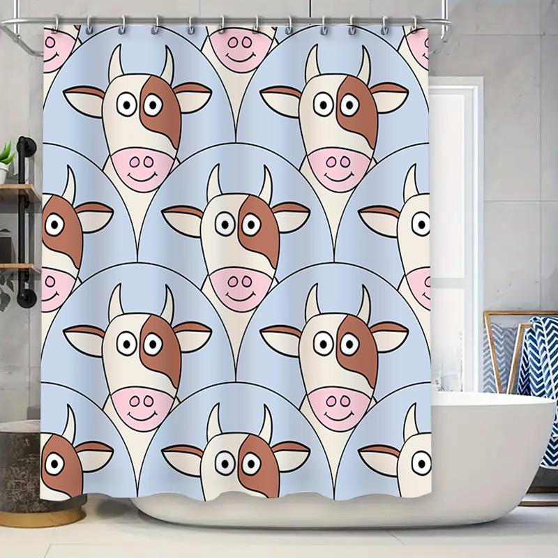 

Polyester Cartoon Cow Shower Curtain For Bathroom Decor Blue Color, 72X72 Inches, Cute Home Decor Item (Model Number: Tc458) W60H190(CM)-1 Pcs