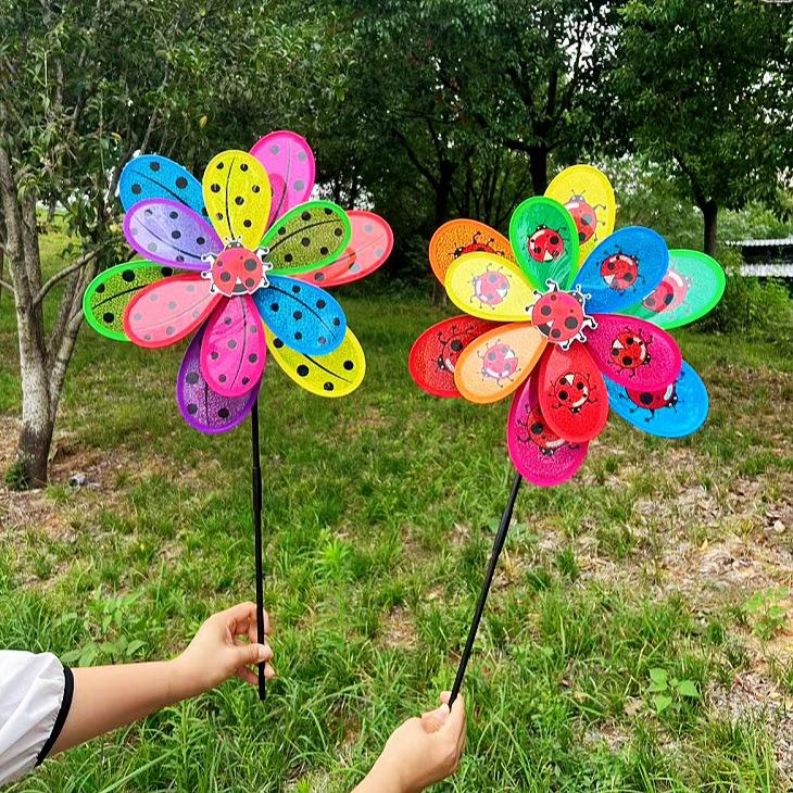 Colorful Glitter Insect Double-Layer Pinwheel Outdoor Toys
