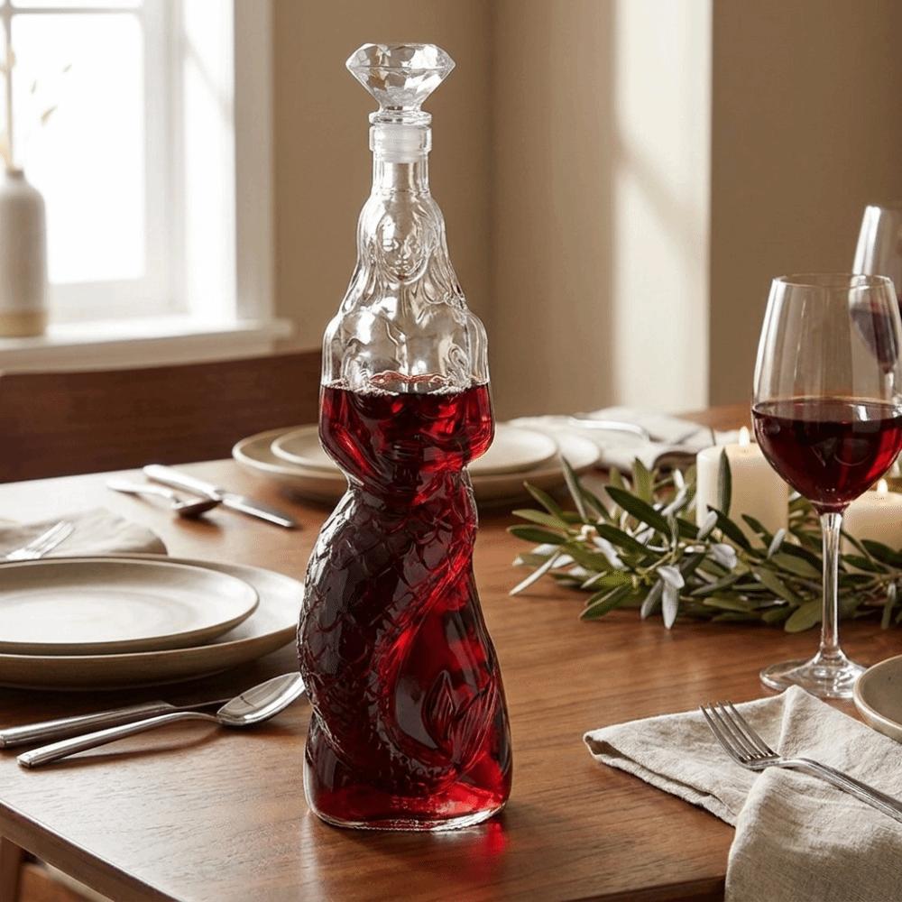 Transparent Whiskey Decanter with Glass Stopper Liquor Bottle Decorative Accessory