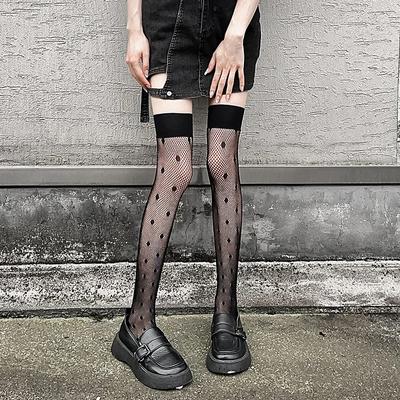 Women Stockings Sexy Lace Mesh Fishnet Stockings Thigh High Socks Polka Dot JK Sweet Girls Knee High Socks Thigh High Stockings