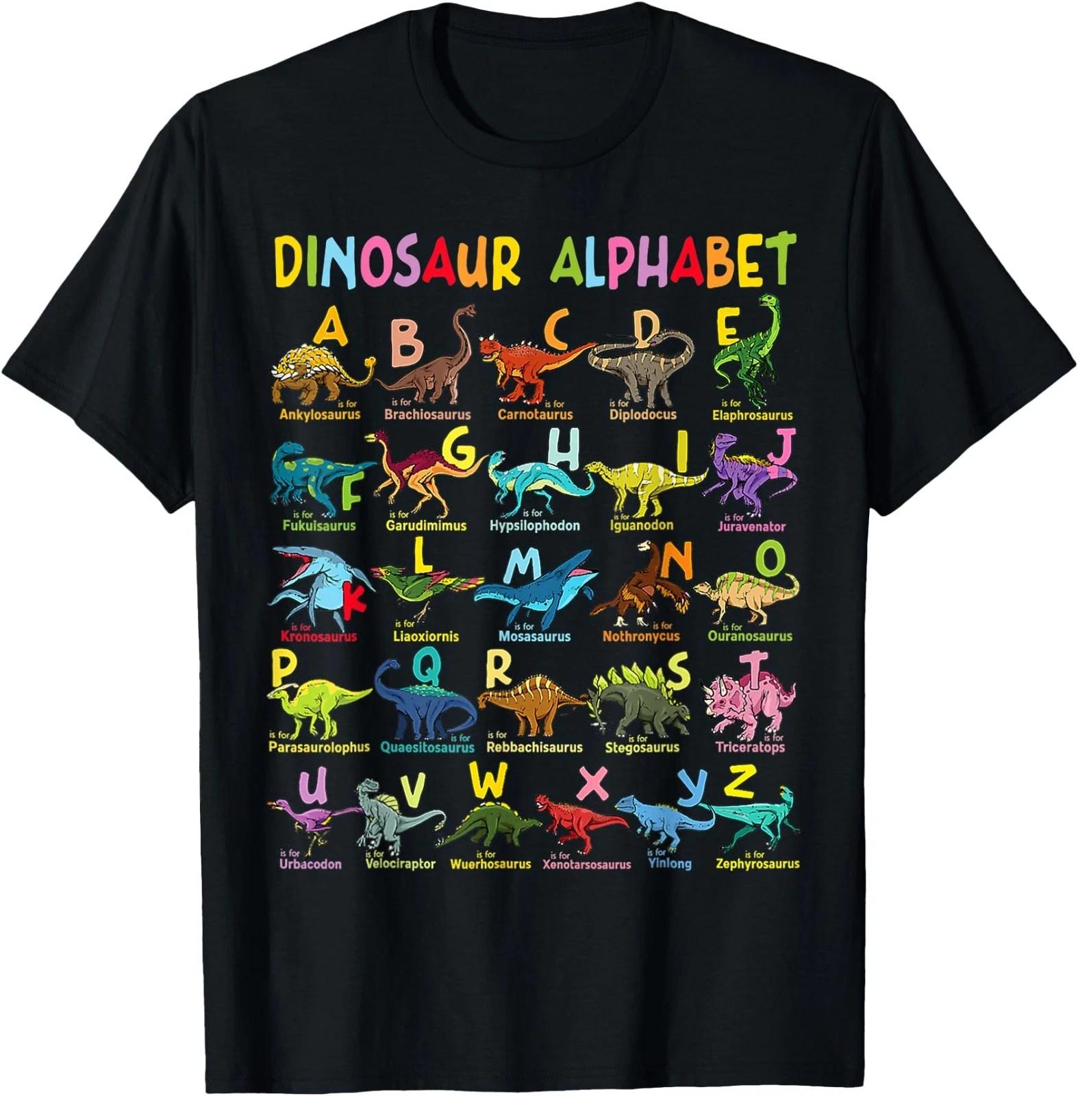 Types of Dinosaurs Alphabet A-Z ABC Dino Identification T-Shirt S