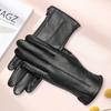 Red Dragonfly Women's Winter Plush Lined Sheepskin Leather Cycling Gloves