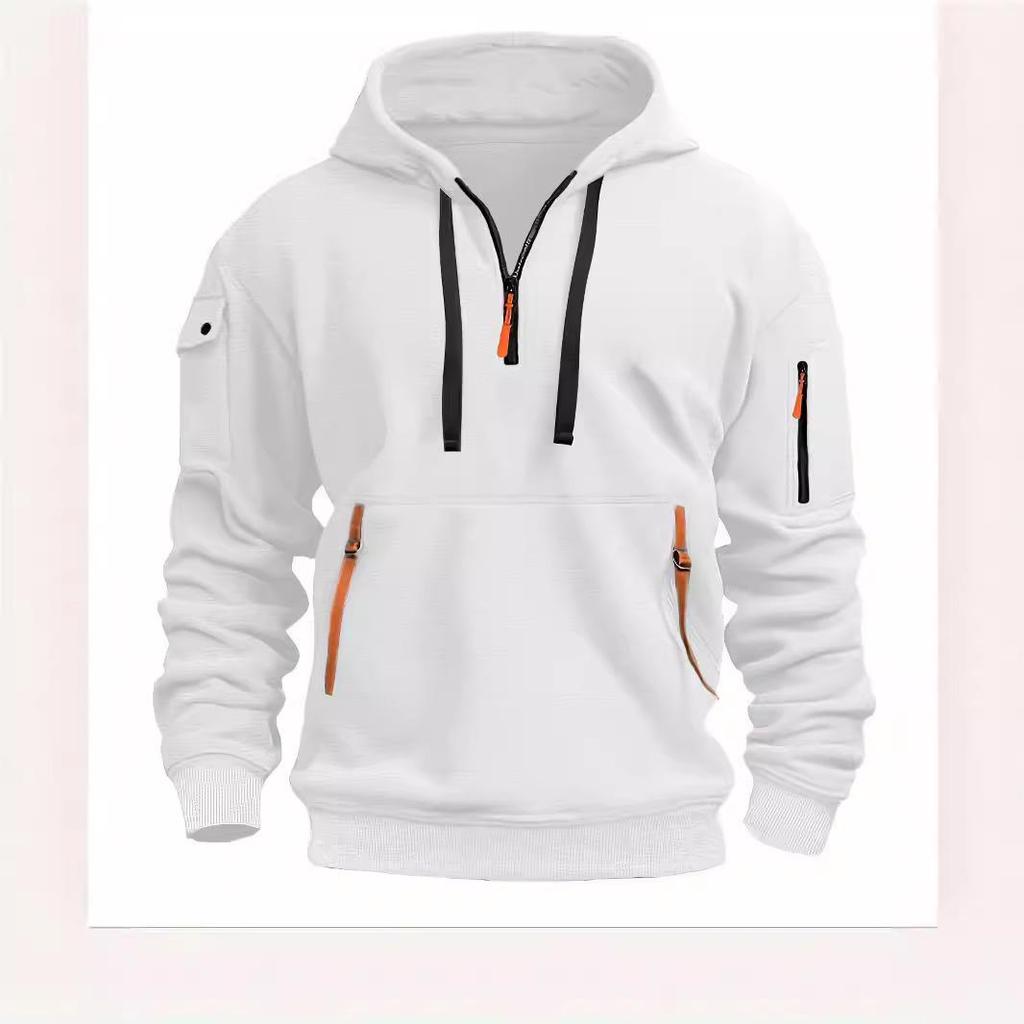 Herren American Hot Style Frühling/Herbst Hoodie mit Reißverschluss, Taschen und Banddetails