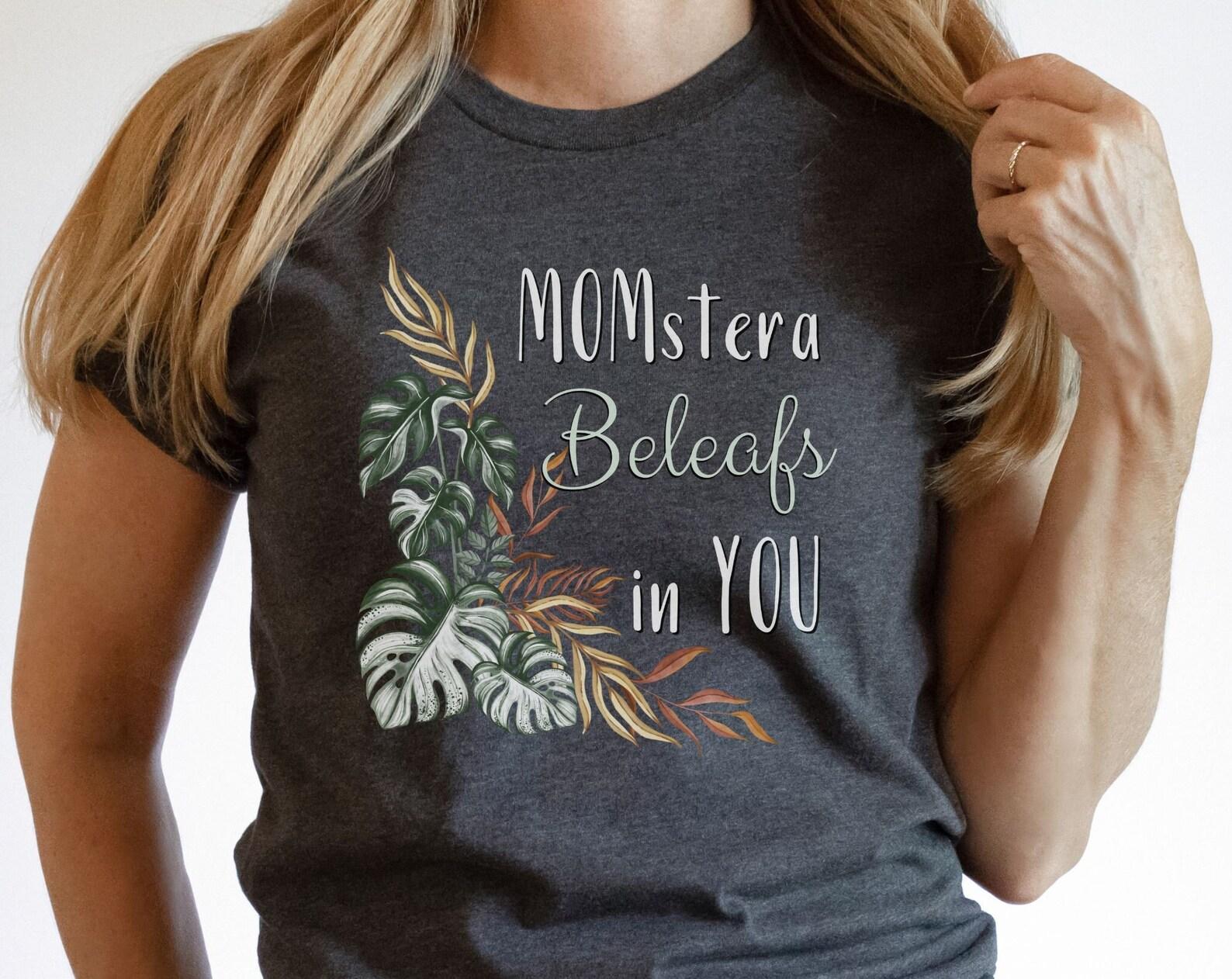 Monstera Plant Mom T-Shirt, Botanical Graphic Tee XL