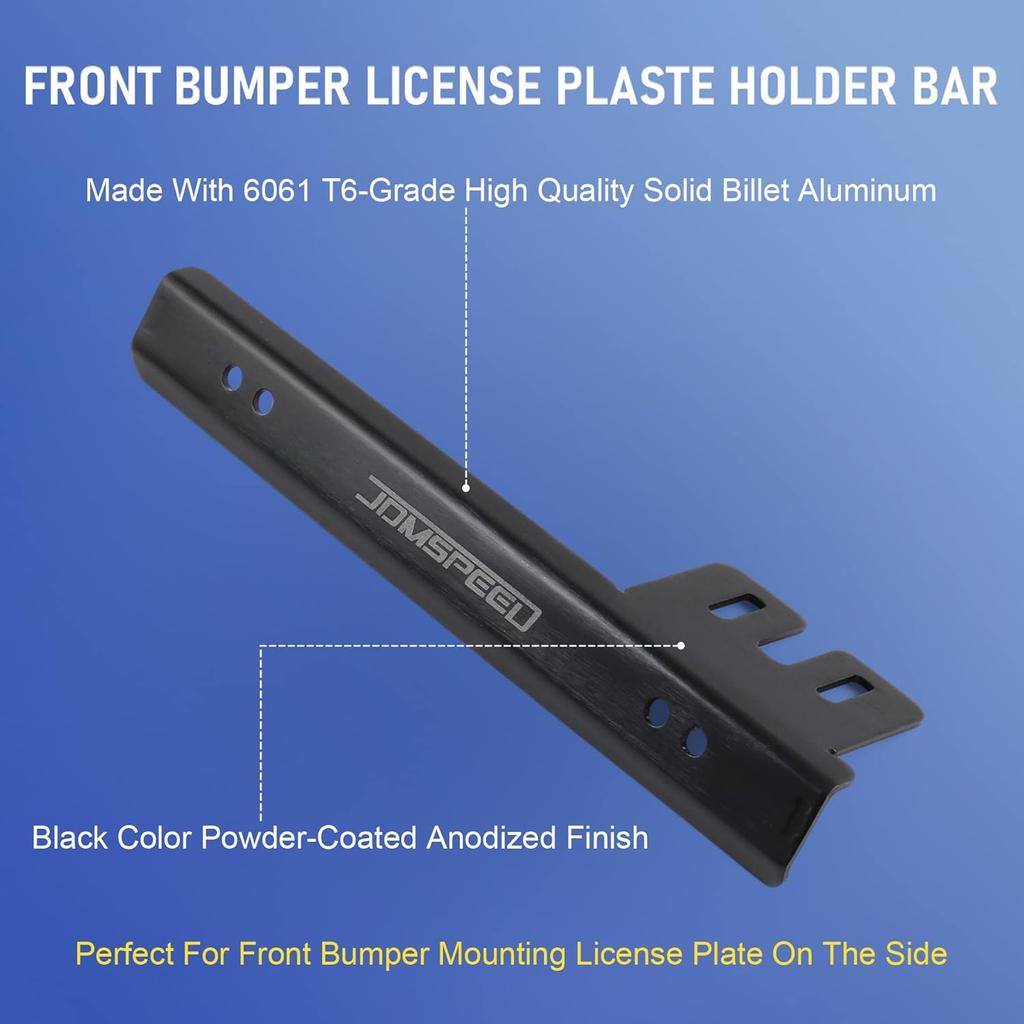 JDMSPEED Black Front Bumper License Plate Mount Bracket Relocator Holder Bar