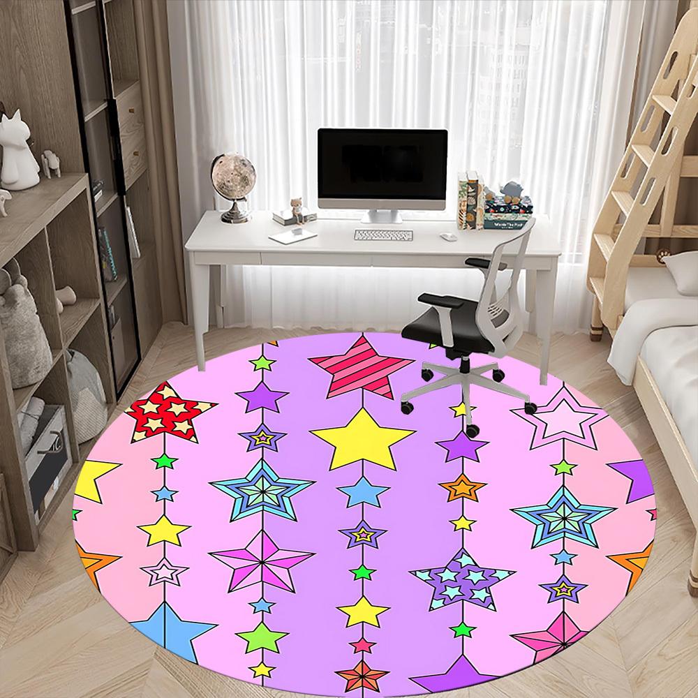 1pc Star PatternChair Carpet for Office, Indoor Non-Slip Washable Polyester Fiber Carpet, Mat For Office, Machine Washable