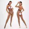 Women Crotchless Bodysuit Transparent Sexy Bodystocking Sex Underwear Open Crotch Pantyhose Erotic Fishnet Lingerie