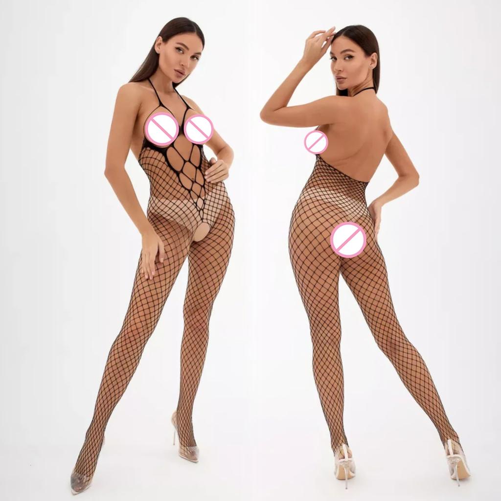 Women Crotchless Bodysuit Transparent Sexy Bodystocking Sex Underwear Open Crotch Pantyhose Erotic Fishnet Lingerie