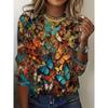 2025 3D Schmetterlingsdruck Damen Langarm-T-Shirt Herbst-Winter Täglich Damen Freizeit Oberteil Street Urban Modisches T-Shirt