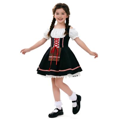 Robe de Festival Traditionnelle pour Filles Costume Style Bavarois pour Enfants Tenue de Fête avec Manches Bouffantes et Tablier pour Célébrations et Événements