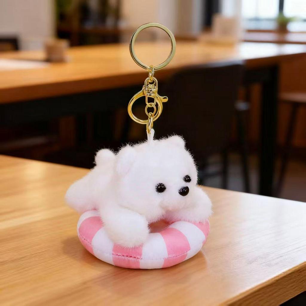 Cute Marine Animal Plush Keychain - Penguin & Dolphin Inflatable Ring Toy Pendant.