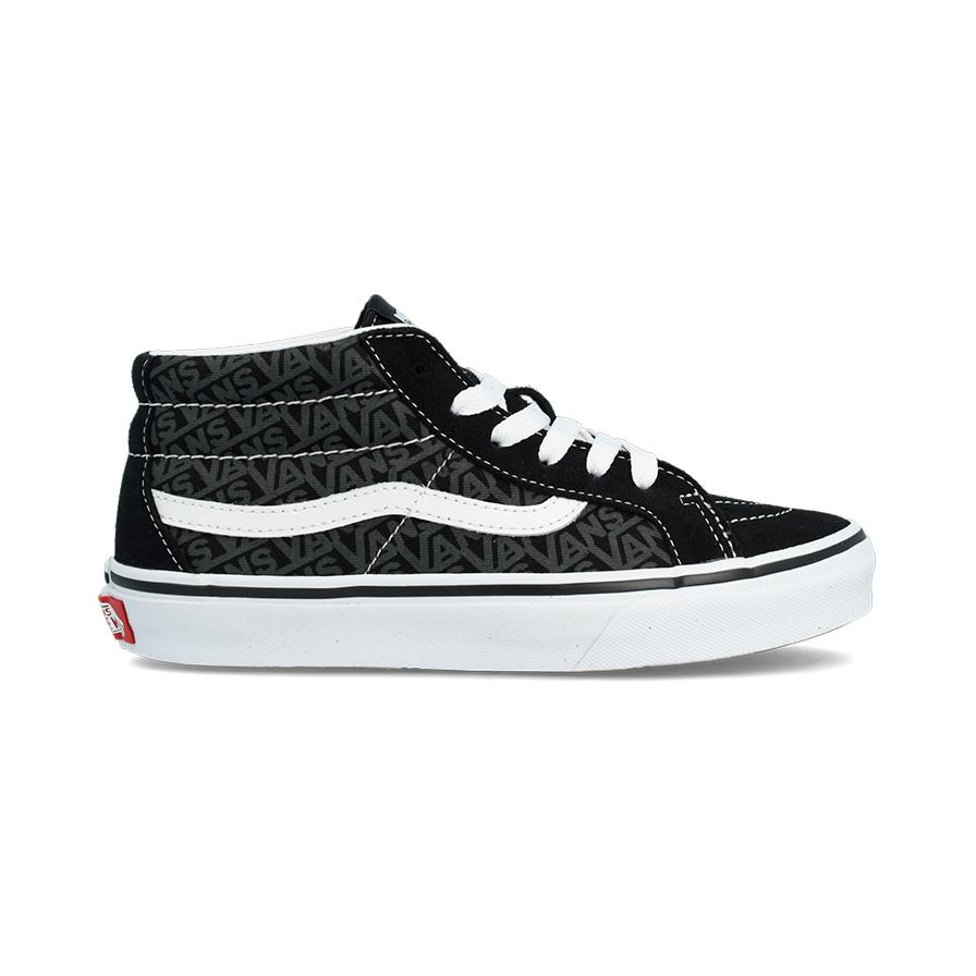 Vans Sk8 Cushioning Durable Mid-Top Kids Skate Shoes Kids Sneakers Black Gray VN000BVP6BT