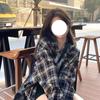 2024 Korean Retro Plaid Long Sleeve Loose Women's Cardigan Blouse: Spring/Autumn Sweet Lazy Style