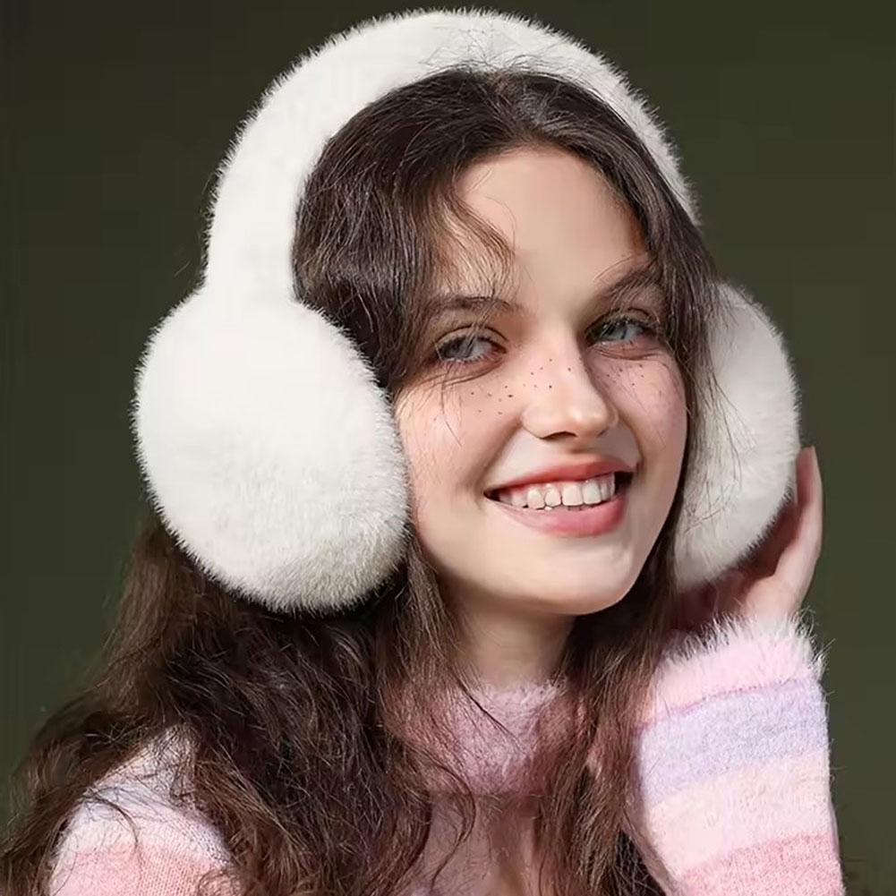 Fashion Winter Warm Earmuffs Fluffy Ear Muff for Women Soft Plush Earmuffs Girls Boys Cold Weather Ear Warmer Foldable Earflaps