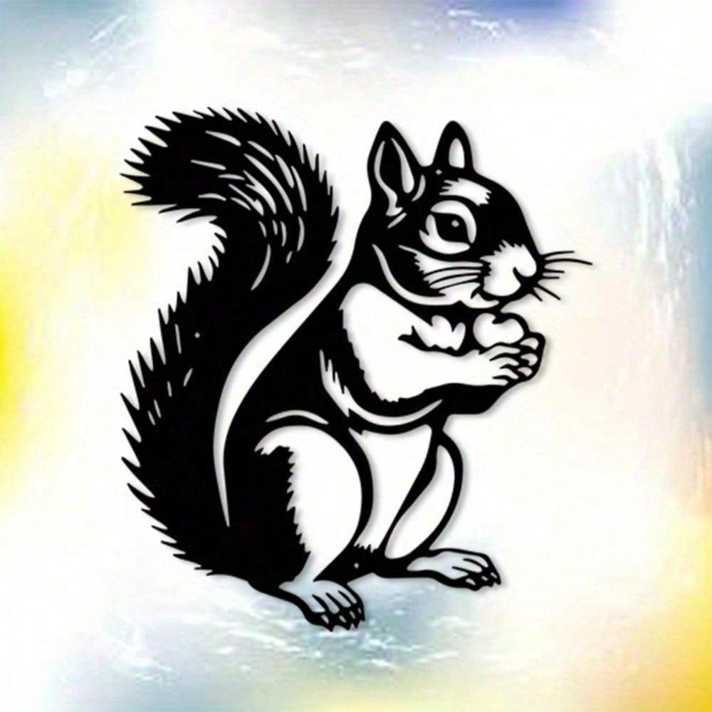 Vintage Iron Squirrel Wall Art Rust Resistant Metal Decor for Garden Patio Wildlife Gift
