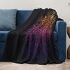 Black Mandala Pattern Fleece Blanket - Bohemian Decorative Throw Blanket - Psychedelic Rainbow Geometric Print Bed Throw Cushion