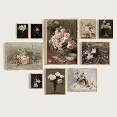 Retro Painting French Flora Vintage Poster and Prints Victorian Still Life Flower Rose Canvas Painting Decoraiton Living Room