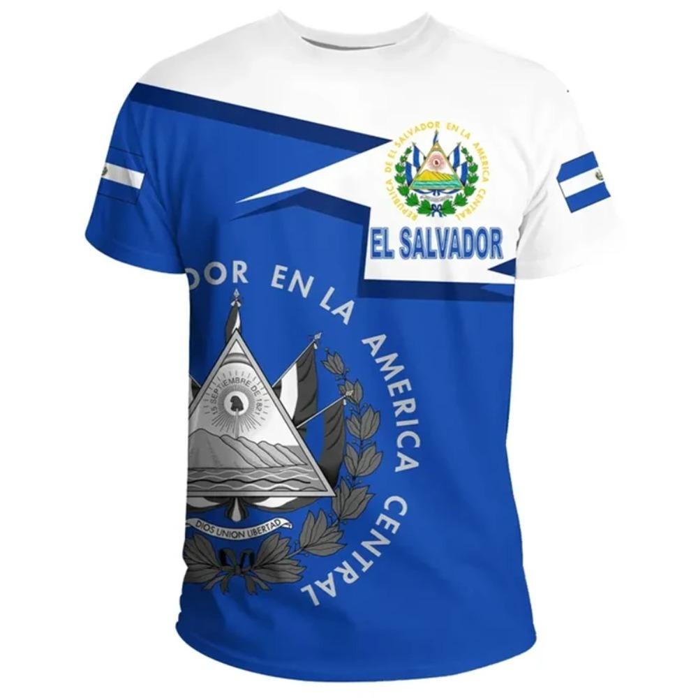 El Salvador Flag Map 3D Print T Shirt For Men Clothes Fashion Male T-Shirt National Emblem Tshirt Independence Day Tee Women Top XXS