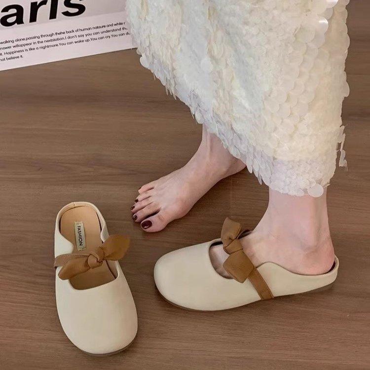 French Bag Head Half Slippers Summer Wear Spring New Lazy Half Drag Flat Bottom Evening Breeze Gentle Sandals