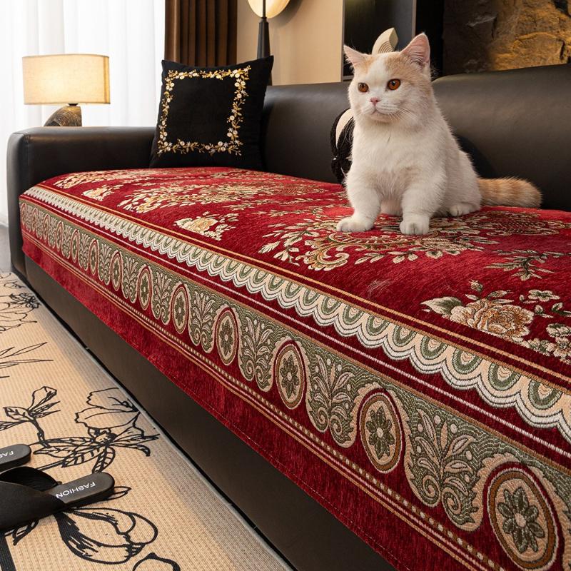 Bohemian Jacquard Chenille Sofa Towel Sofa Cover for All Seasons Living Room Couch Furniture Protector Decor Mat European Style Non Slip Seat Cushion