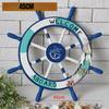 Mediterranes Holzschiffsraddekor 45cm Nautisches Ruder Handgefertigt Handwerklich Langlebiges Hängendes Ornament für die Wohnzimmerwand
