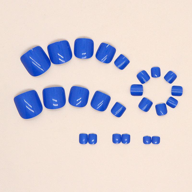Summer cool feeling sea blue fake nails solid color manicure ins wind wearing nail foot special nail piece wholesale