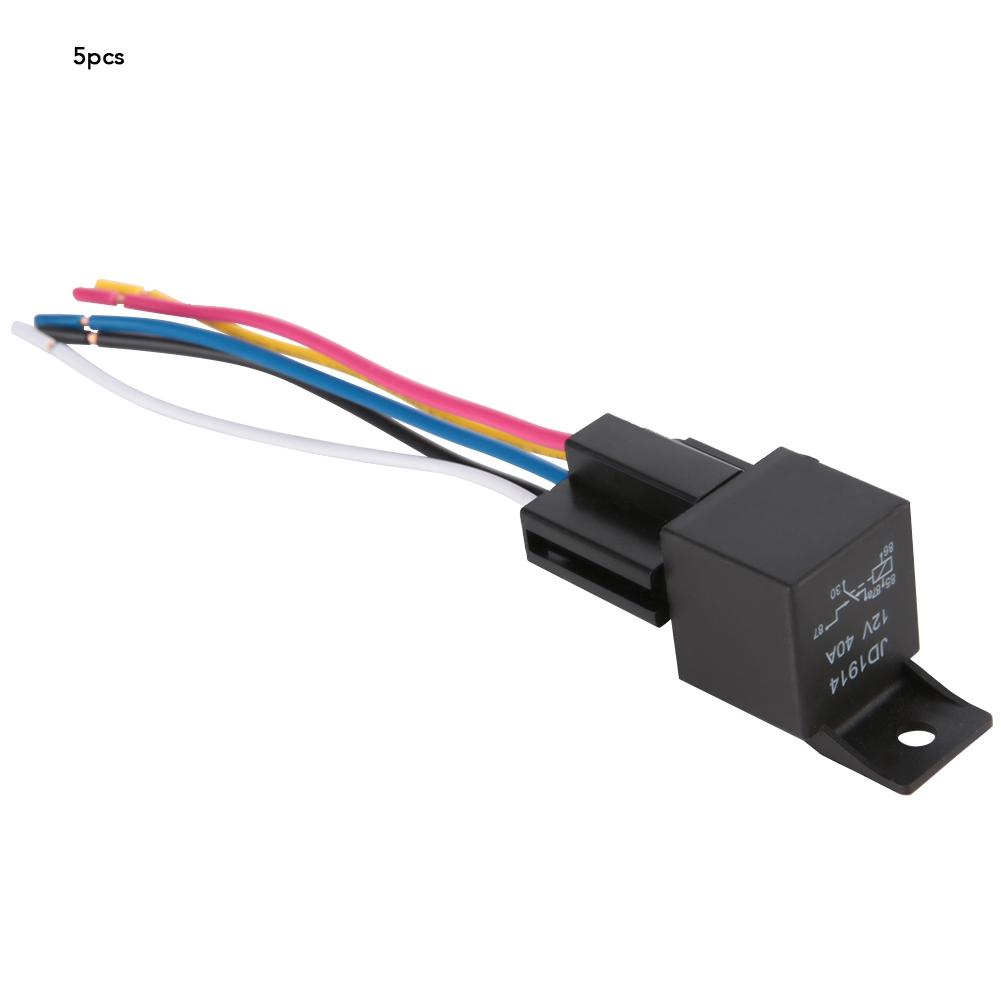 5pcs 12V 30A40A Automotive Relay 5Pin SPDT with Harness Socket
