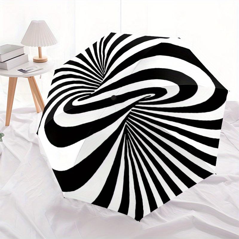 1pc Abstract spiral design Automatic Folding Umbrella, Portable & Foldable Design with 8 Ribs, Casual Outdoor Accessory Halloween and Christ