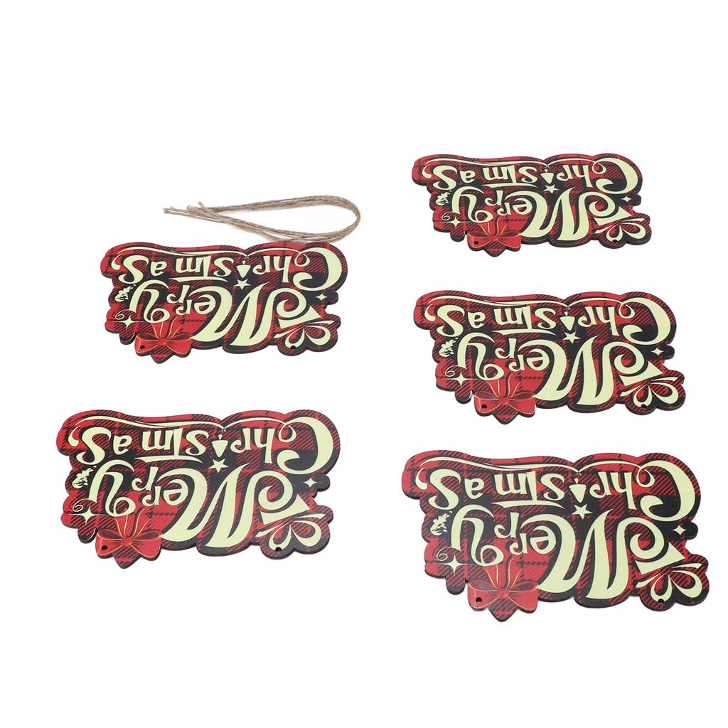 5pcs Christmas Ornaments Wooden Holiday Reusable Decorative Signs for Tree Door Window