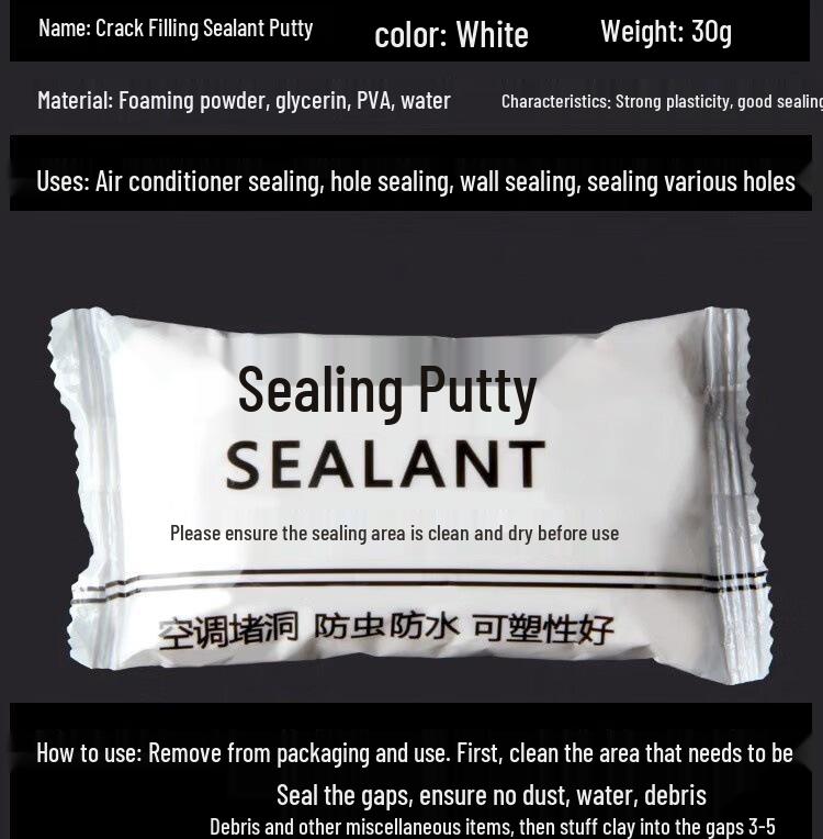 Waterproof Air Conditioner Drain Pipe Sealant Mud 8g Pure White Sealant Mud