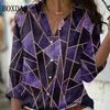 Spring Long Sleeve Button Shirts 3D Floral Printed Loose Lapel Shirt Vintage Women's Blouses Tops Summer Female Clothing