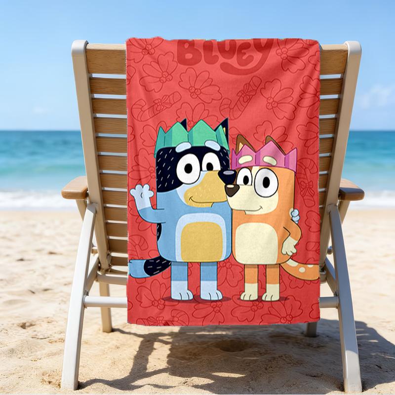 Ultra-Soft Beach Towel with Bluey Theme,Ideal for Pool - Camping, Diving - Perfect Travel Essential, Vibrant Beach Towel.