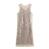 Fashion Style Winter New Women's Clothing Stylish Beads Decoration Sleeveless Round Neck Midi Skirt Dress 7901454 302