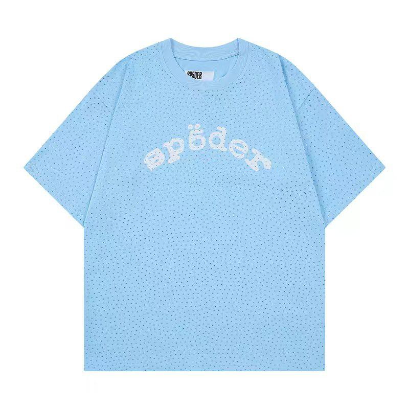 Unisex Streetwear Sparkly Rhinestone Letter Print Short Sleeve Tee Shorts Set Casual Outfit