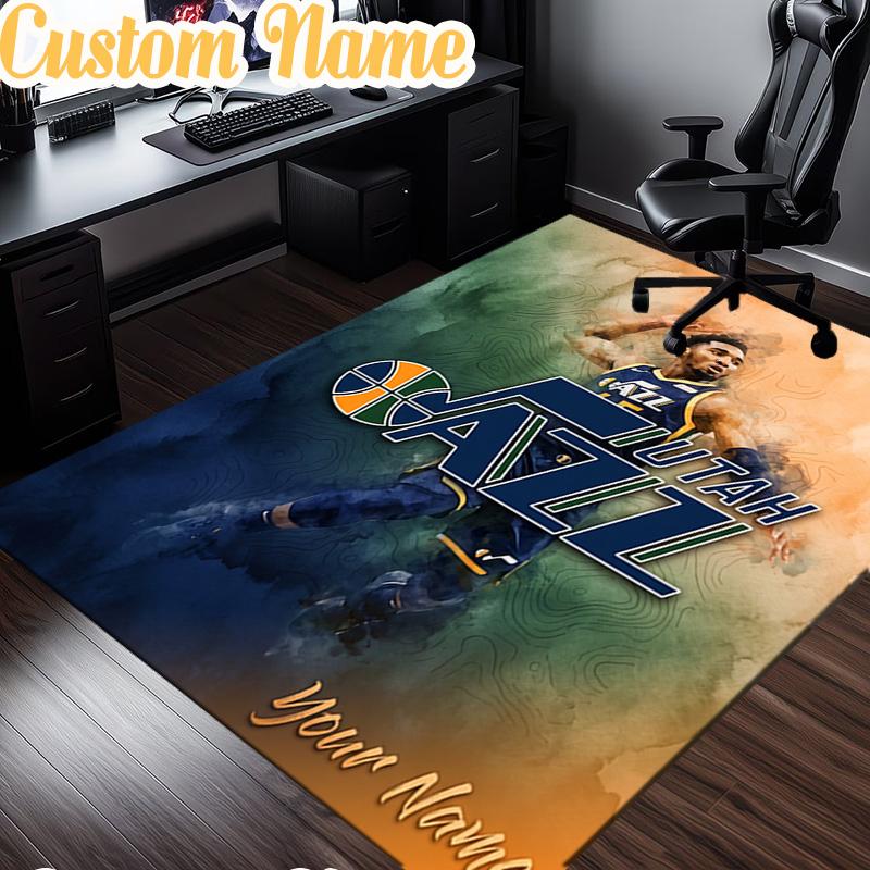 Custom Name Jazz Basketball Team Rug, Office Rug, Chair Rug, Carpet for Living Rooms, Doormat Game Rug Home Decor Christmas Gifts
