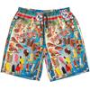 Shorts de Praia Estampados em 3D com Picolé Frio Para Homens Calções Curtos com Estampa de Sorvete Havaiano Verão Casual Soltos Calções de Banho Streetwear
