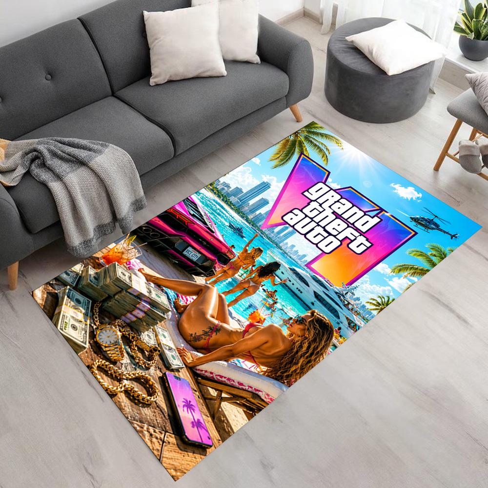 Grand Theft Auto Teppich Perfekt für Schlafzimmer Esszimmer Dekorieren Sie Zimmer Eingangsbereich Rutschfester Teppich Anime Büro Dekor Geburtstag Weihnachtsgeschenk