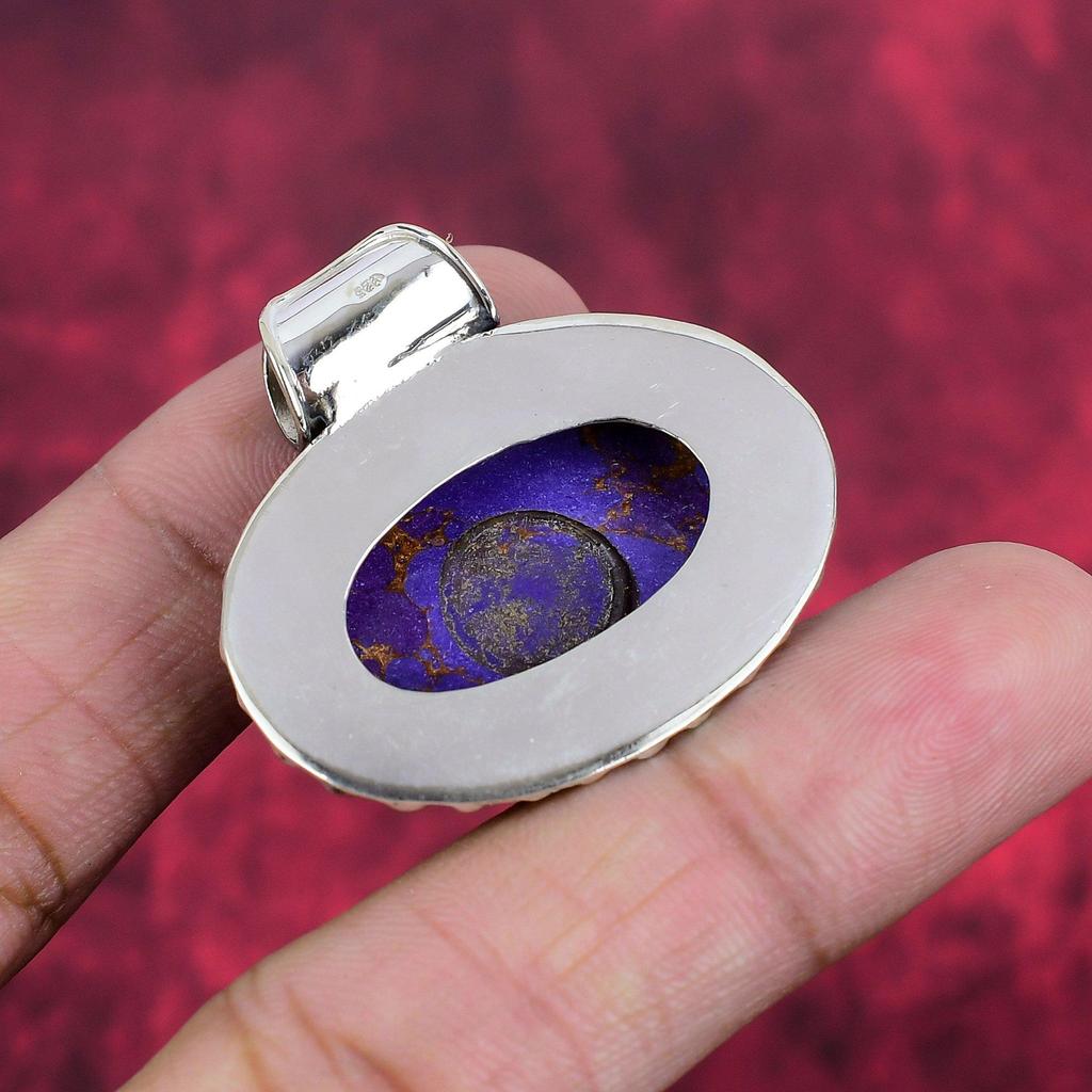 Purple Copper Turquoise Pendant, 925 Sterling Silver Pendant Jewelry, Gift For Women Handmade Pendant Gemstone Jewelry