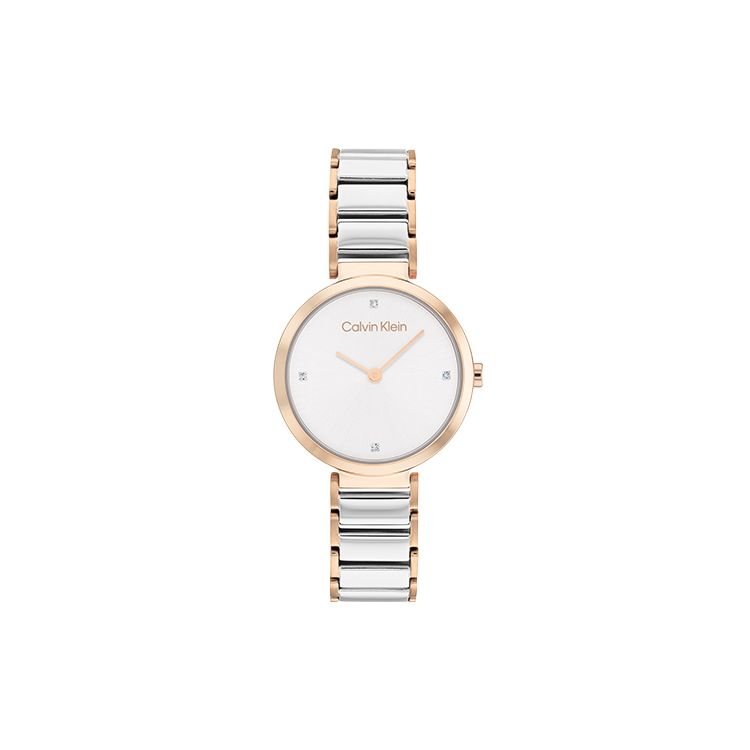 Calvin Klein Quartz Watch Stainless Steel Strap Pink Dial Gift Box Simple Small Rhinestone Watch Women watches silver 25200138